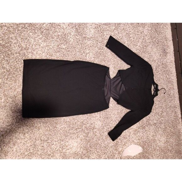 LULUS Garden Bliss Black Long Sleeve Cutout Mini Dress Size Small - Picture 3 of 4